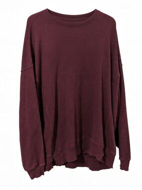 Aerie Oversized Plum/Maroon V-Neck Faded Distressed Sweatshirt L